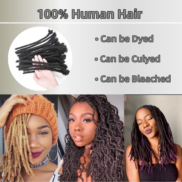 HUMAN HAIR 40 Strands Natural Black Loc Extension Full Handmade Real Dreadlocks - Picture 4 of 11
